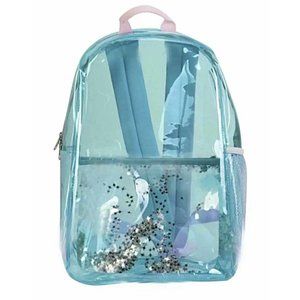 Girls 16.5" Transparent School Backpack - Heavy Duty PVC Travel Bag Waterproof